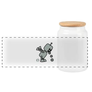 Robo Kotz (2c) - Panorama Keksdose mit Holzdeckel - Weiß - Vorne
