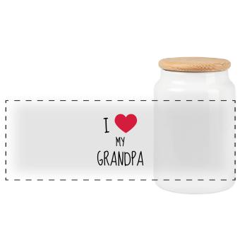 Grandpa Grandad Grandfather Family Baby Funny - Panoramic Cookie Jar with Wooden Lid - white - Front