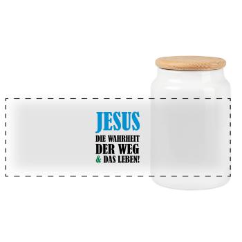 jesus_02 - Panorama Keksdose mit Holzdeckel - Weiß - Vorne