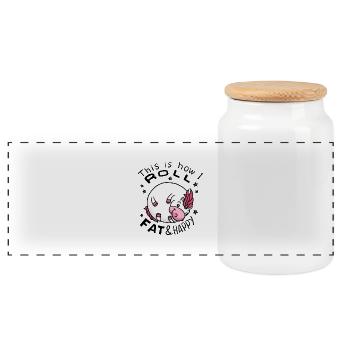 Dickes Einhorn - Einhorn Geschenkidee - Panorama Keksdose mit Holzdeckel - Weiß - Vorne