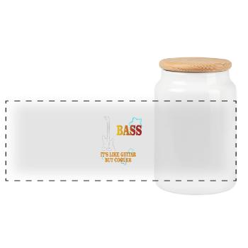 Bass - BASS it's like guitar but cooler - Panoramic Cookie Jar with Wooden Lid - white - Front