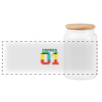 Father vater papa 01 queen Äthiopien - Panorama Keksdose mit Holzdeckel - Weiß - Vorne