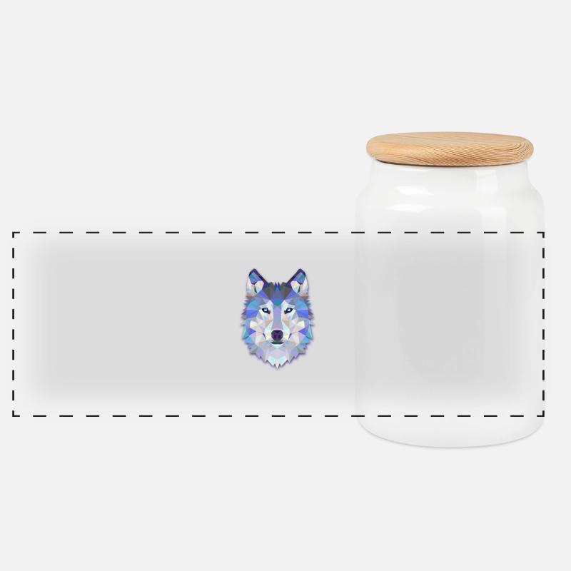 Wolf - Wolf - Panoramic Cookie Jar with Wooden Lid - white