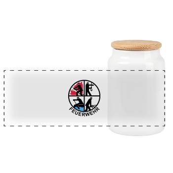 Feuerwehr 4 Logo 1 - Panorama Keksdose mit Holzdeckel - Weiß - Vorne