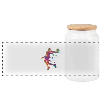 Basketballspieler Bunte Farbe Slam Dunk Sport - Panorama Keksdose mit Holzdeckel - Weiß - Vorne