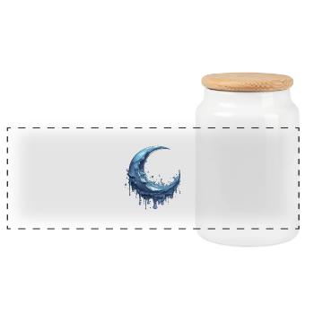 Melting Moon - Panoramic Cookie Jar with Wooden Lid - white - Front