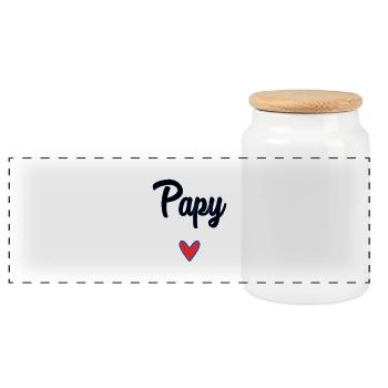 GRANDPA. FATHER'S DAY. HAPPY GRANDPA'S DAY. I LOVE YOU. - Panoramic Cookie Jar with Wooden Lid - white - Front