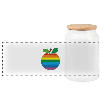 Apple - Panoramic Cookie Jar with Wooden Lid - white - Front
