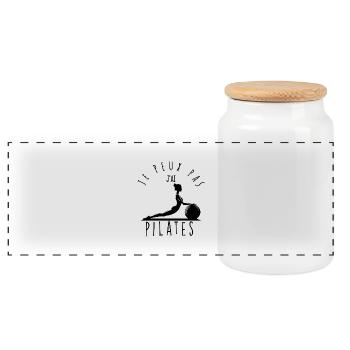 Je peux pas, j'ai pilates. - Boîte à biscuits avec couvercle en bois - blanc - Devant