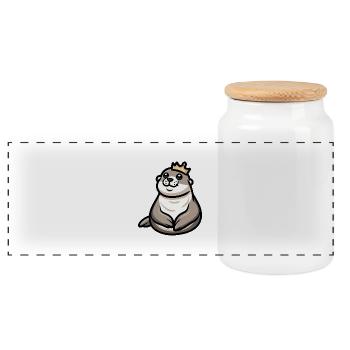 Couronne de dessin animé d’animal de phoque - Boîte à biscuits avec couvercle en bois - blanc - Devant
