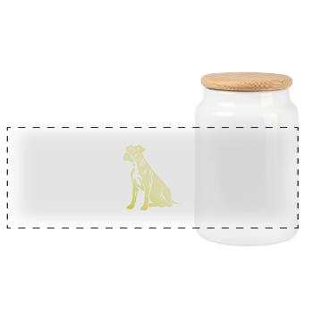 Boxer Dog Silhouette - Panoramic Cookie Jar with Wooden Lid - white - Front