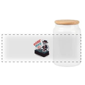 Bone beats only - Panoramic Cookie Jar with Wooden Lid - white - Front