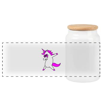 dabbing unicorn cool - Panorama Keksdose mit Holzdeckel - Weiß - Vorne