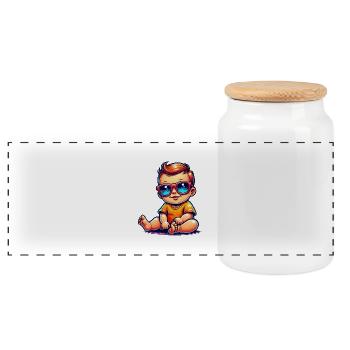 Baby Comic Sonnenbrille - Panorama Keksdose mit Holzdeckel - Weiß - Vorne
