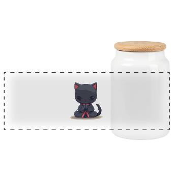 Cat Yoga, Cat lover shirt, Bags, Shirt, TankTop - Panoramic Cookie Jar with Wooden Lid - white - Front