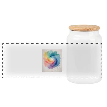 Abstraktes Aquarell in Spiralform - Panorama Keksdose mit Holzdeckel - Weiß - Vorne