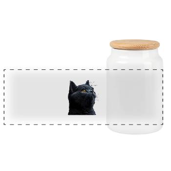 The Charming British Shorthair - Panoramic Cookie Jar with Wooden Lid - white - Front