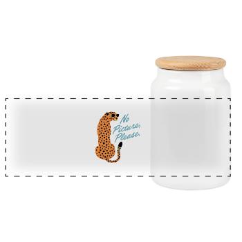 Paparazzi Cheetah - Panoramic Cookie Jar with Wooden Lid - white - Front