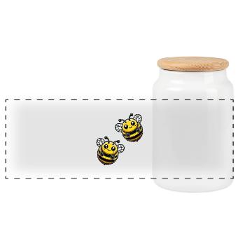 Bourdon Abeille 2 - Boîte à biscuits avec couvercle en bois - blanc - Devant