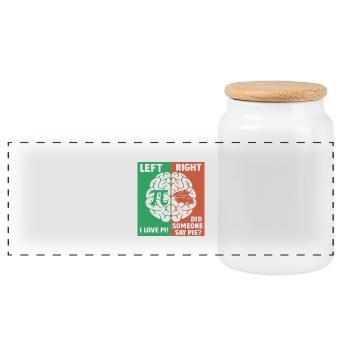 Left Brain Loves Pi, Right Brain Craves Pie - Panoramic Cookie Jar with Wooden Lid - white - Front