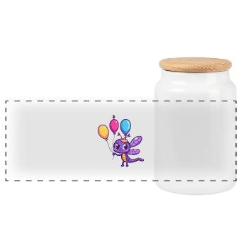 Dragonfly Birthday Baby - Panoramic Cookie Jar with Wooden Lid - white - Front