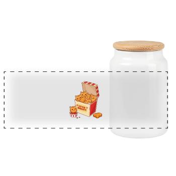 Kitten Nuggets Fast Food Cat - Panoramic Cookie Jar with Wooden Lid - white - Front