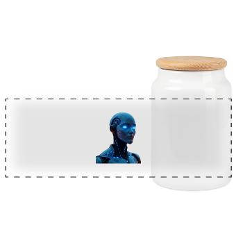 AI (Artificial Intelligence) - Panoramic Cookie Jar with Wooden Lid - white - Front