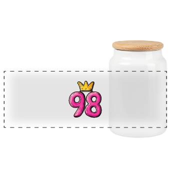 98 Number Krone - Panoramic Cookie Jar with Wooden Lid - white - Front
