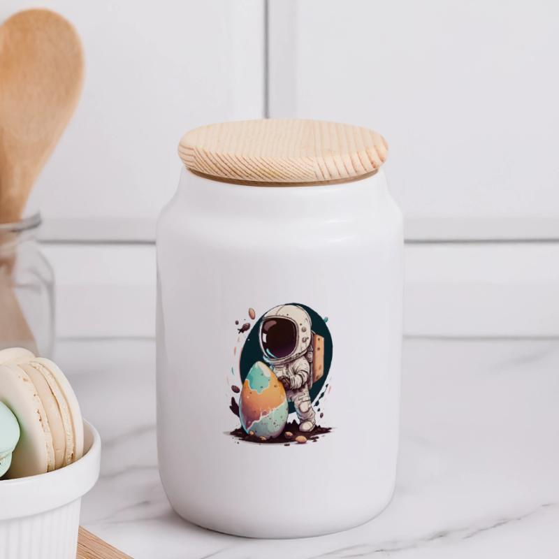 Easter Easter Bunny Easter Eve Easter Sunday Easter Egg Spring Panoramic Cookie Jar with Wooden Lid