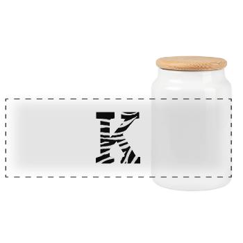 Letter k zebra - Panoramic Cookie Jar with Wooden Lid - white - Front