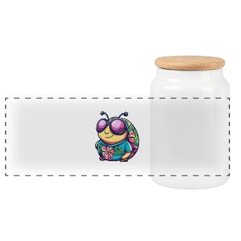 Snail Cool Summer - Panoramic Cookie Jar with Wooden Lid - white - Front