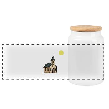 church - Panoramic Cookie Jar with Wooden Lid - white - Front