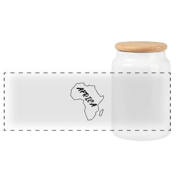 Africa Outline - Panoramic Cookie Jar with Wooden Lid - white - Front