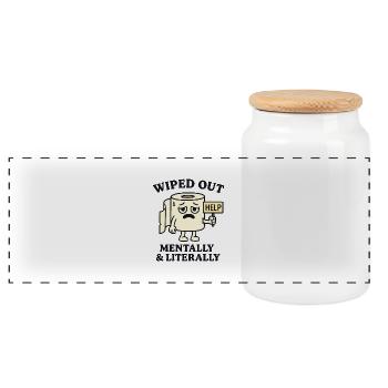 Anéanti – mentalement et littéralement - Boîte à biscuits avec couvercle en bois - blanc - Devant