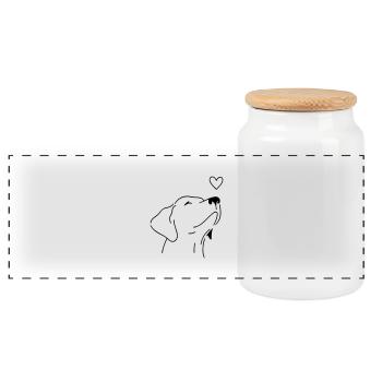 dog - Panoramic Cookie Jar with Wooden Lid - white - Front