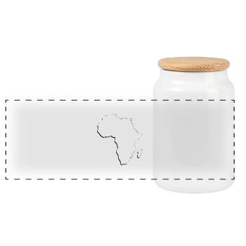 Africa map as an outline - Panoramic Cookie Jar with Wooden Lid - white - Front