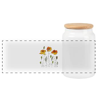 Blumen - Panorama Keksdose mit Holzdeckel - Weiß - Vorne