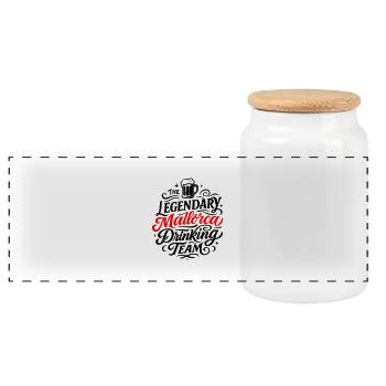 Mallorca Drinking Team Holidays - Panoramic Cookie Jar with Wooden Lid - white - Front