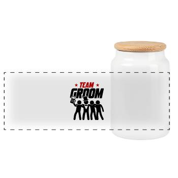Team Groom Party - Panoramic Cookie Jar with Wooden Lid - white - Front