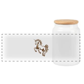 Unicorn - Panoramic Cookie Jar with Wooden Lid - white - Front