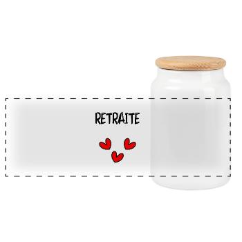 RETIREMENT. COLLEAGUE. RETIREMENT. RETIRED. RETIREMENT. - Panoramic Cookie Jar with Wooden Lid - white - Front