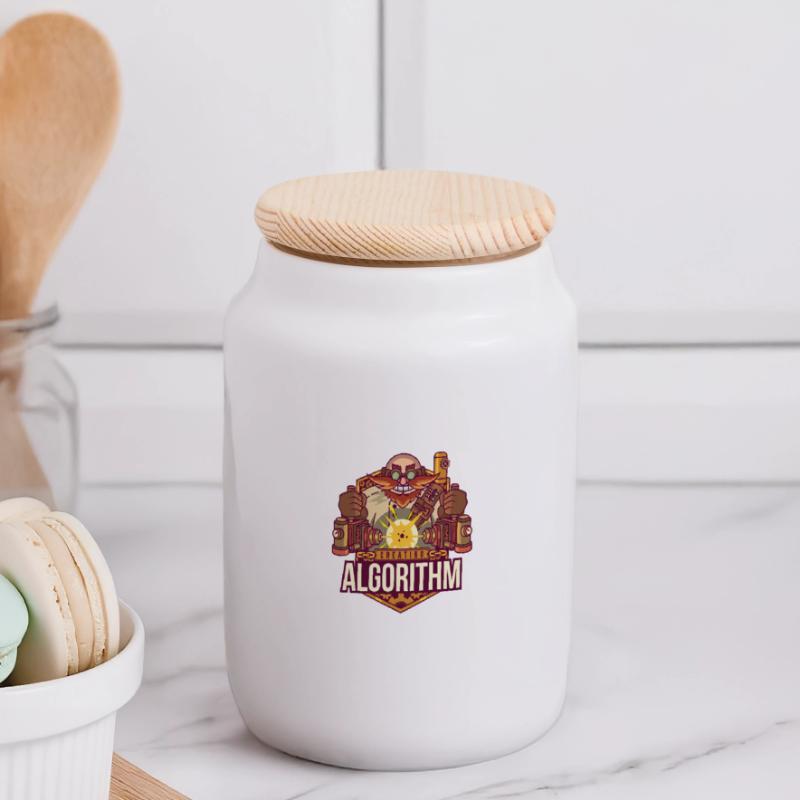 Software algorithm Panoramic Cookie Jar with Wooden Lid