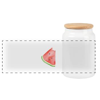Bemalte Wassermelone - Panorama Keksdose mit Holzdeckel - Weiß - Vorne