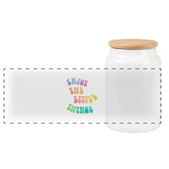 Profitez des petites choses - Idée cadeau - Cadeau - Boîte à biscuits avec couvercle en bois - blanc - Devant