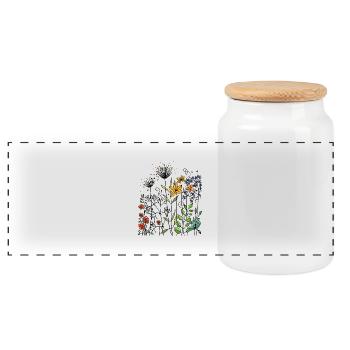 Blumen - Panorama Keksdose mit Holzdeckel - Weiß - Vorne