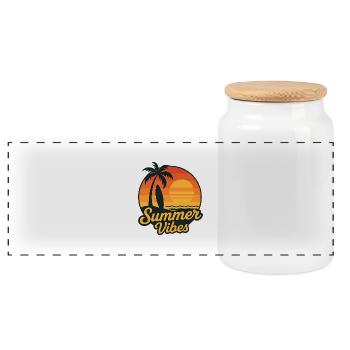 Summer Vibes – Retro surf vibe - Panoramic Cookie Jar with Wooden Lid - white - Front