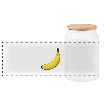 Banana - Panoramic Cookie Jar with Wooden Lid - white - Front