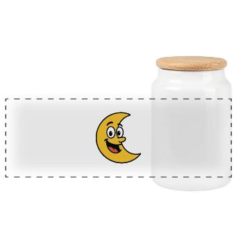 Bande dessinée lunaire - Boîte à biscuits avec couvercle en bois - blanc - Devant