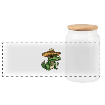 Alligator Drôle Sombrero - Boîte à biscuits avec couvercle en bois - blanc - Devant