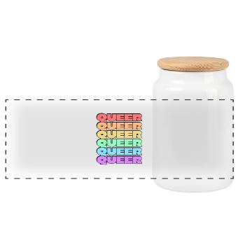 Queer gay pride 6 rainbow colors - Panoramic Cookie Jar with Wooden Lid - white - Front